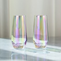 레토 홀로그램 오로라 롱 유리컵 2p 선물 세트 533ml, 투명, 1세트
