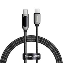 베이스어스 LED 디스플레이 100w c타입 고속충전케이블, 블랙(CATSK-B01), 1m, 1개