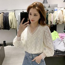 루나걸 모디 펀칭 레이스 블라우스