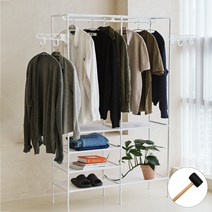 피티즘 철제 무볼트 스탠드 행거 + 고무망치 세트, 화이트