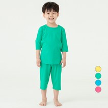 롤리트리 아동용 순면 7부 솔리드 내의 상하의 세트