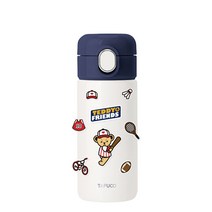 테디베어 프렌즈 스텐 텀블러 + DIY 스티커, 네이비, 360ml