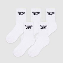 리복 이너글로우 쿠션 미들삭스 5켤레 세트, 화이트