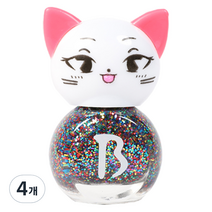 바블리 키즈네일 냥이 스티커형식 어린이매니큐어, 오색블링핑, 4개