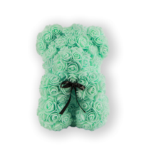 프리워 장미 곰 조화 테디베어 발렌타인데이 선물 꽃다발, 민트
