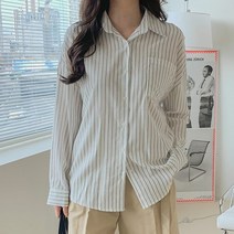 린다샵 여성용 입로생 포켓 카라 스트라이프 남방 NB1940K23