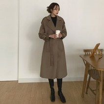 여성용 벨트 핸드 메이드 코트