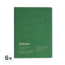 인더무드 A5 라인 스프링 노트, 6개, 웨이브 그린