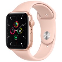Apple 애플워치 SE, 44mm, GPS, 알루미늄, 골드 / 핑크 샌드 스포츠 밴드