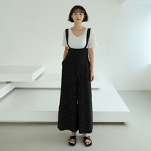 빼빼 여성용 스모크밴딩 도트 점프슈트