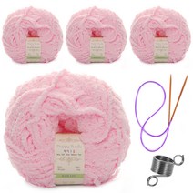 해피푸들 극세사 수면사 털실 80g 4p+줄바늘+뜨개반지, 06 연핑크