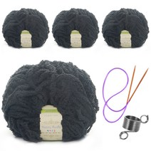해피푸들 극세사 수면사 털실 80g 4p+줄바늘+뜨개반지, 14 오닉스