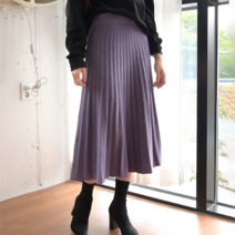 데일리앤 몽테뉴 겨울 니트 플리츠 롱 스커트