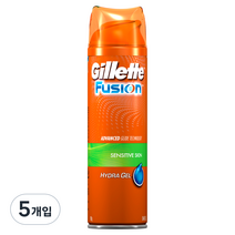 질레트 퓨젼 하이드라 센서티브 스킨 쉐이빙 젤, 195g, 5개입
