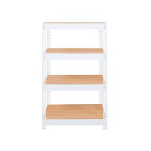 스피드랙 브이 2 스탠드 선반 4단 600 x 300 x 1200 mm, 화이트(프레임) + 우드 화이트(선반)