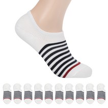 삭스팝 남성용 인체공학 발목 양말 스트라이프 10켤레