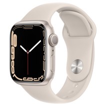 Apple 애플워치 7, 41mm, GPS, 알루미늄, 스타라이트 / 스타라이트 스포츠 밴드, 스타라이트 케이스, 스타라이트 밴드