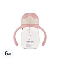 마더케이 허그 추 빨대컵 210ml, 핑크, 6개