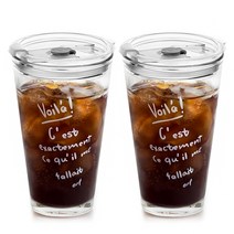 차이나다 유리 레터링 텀블러 2p, 화이트, 450ml