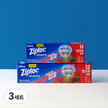 지퍼락 냉장용 슬라이더 지퍼백 중형 15p + 대형 12p 세트, 3세트