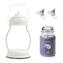 양키캔들 라지자 + 캔들워머 + 전구 2p 세트, 워머(퓨어화이트), 캔들(라벤더바닐라)