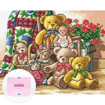 디클레어 액자 캔버스형 보석십자수 DIY 키트 40 x 50 cm, 테디베어, 1세트