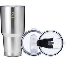 캐리보틀 몬스터 텀블러 + 플립 빨대 뚜껑 세트, 스틸, 900ml