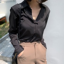 빼빼 여성용 브이라인 카라넥 블라우스