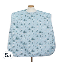 클린유니폼 방수 성인용 턱받이 벨크로형, 청색 숲, 5개