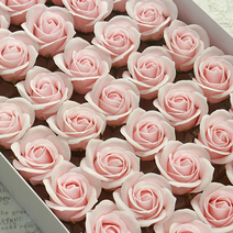 다우에프앤지 4겹 비누장미 50p + 꽃대 50p 세트, 라이트 핑크