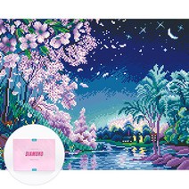 디클레어 액자 캔버스형 보석십자수 DIY 키트 40 x 50 cm, 1세트, 달빛 하늘