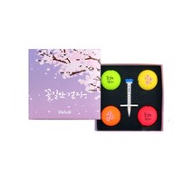 볼빅 플라워 에디션 꽃길만 걷자 3피스 컬러 골프볼 4종 + 컨트롤티 세트, 레드, 그린, 오렌지, 옐로우, 랜덤발송(커트롤티), 1세트
