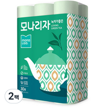 모나리자 녹차가좋은 펄프 3겹 화장지 30m, 2팩, 30롤