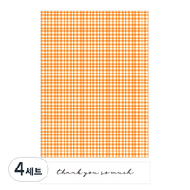 도나앤데코 일라 체크 페이퍼 기프트백 20p + 땡큐소머치 스티커 20p, 오렌지(기프트백), 투명(스티커), 4세트