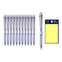 모나미 플립 3 볼펜 0.5mm 12p + 투코비 스티키 메모패드 세트, 라벤더(볼펜), 노랑(포스트인), 1세트