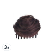 동글이 똥머리 헤어집게핀 부분가발 롱웨이브, 다크브라운, 3개