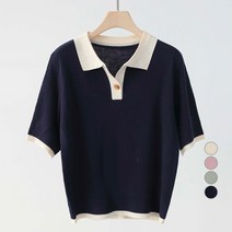 제니트 여성용 설리 카라 반팔 니트티 n1702