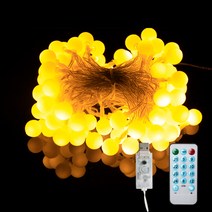 가온 홈벨리쉬 USB전원 앵두전구 줄조명 100구 + 12모드 사운드형 리모컨 F14, 옐로우