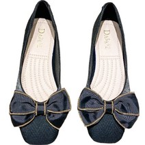 스타 골드테 리본 플랫 단화