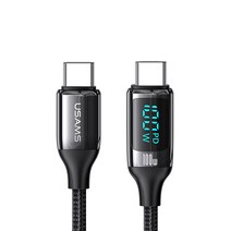 유삼스 C타입 to C타입 디스플레이 PD 고속충전 앤 데이터 전송 케이블 100W US-SJ546, 1.2m, 블랙