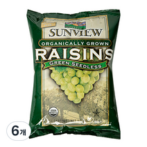 썬뷰 유기농 건청포도 스낵팩, 198g, 6개