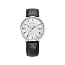 로만손 카이로스 클래식 DATE 블랙 가죽시계 RWTLDM1B2400WHWH0