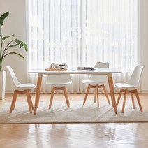 웰퍼니쳐 보니타 HPM 화이트원목 식탁세트 1600 4인용 방문설치, 화이트 + 우드
