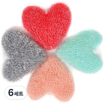 유하우스 난달라 2겹 하트 아크릴 수세미, 4개입, 6세트