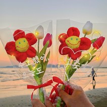 이플린 내맘대로 쓰는 레터링 꽃다발 2p + 펜 + LED 전구 2p 세트, 레드(꽃다발), 화이트(펜)