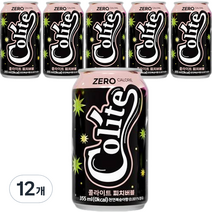 콜라이트 제로콜라 피치버블, 355ml, 12개