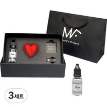 엠퓨처 차량용 하트 방향제 매트레드 + 오일 15ml x 2p 세트 + 쇼핑백, 3세트, 에어프릴프레쉬