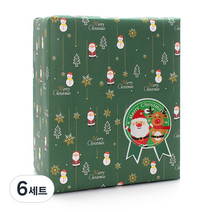 피크닉앤패키지 포장지 10p + 스티커 10p 세트, 산타마을(포장지), xmas메달(스티커), 6세트