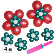 리빙다 2단꽃풍선키트 미드그린 4p + 3단꽃풍선키트 레드그린 2p + 손펌프 랜덤발송 세트, 혼합색상, 4세트