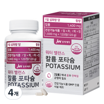 JW중외제약 워터 밸런스 칼륨 포타슘 120g, 120정, 4개